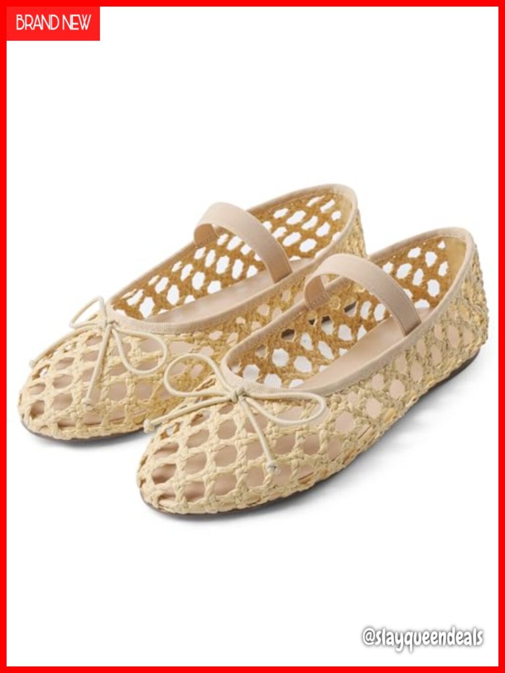 Raffia Woven Ballet Flats Round Toe Bow Casual Dressy Women's Shoes